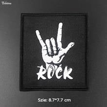 White Rock Gesture Punk Stripes Patches Embroidered Costume Badges Iron on Applique Stickers Hippie Sewing Patchwork 2024 - compre barato