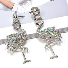 Wholesale ZA Bird-Shaped Dangling Drop Long Earrings Studded With Clear Crystals Fine Jewelry Accessories For Women Christmas 2024 - buy cheap