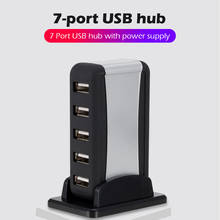 Concentrador de puertos USB 2,0 Vertical, accesorio con adaptador de corriente de 480 Mbps, Multi 7 puertos, para PC y ordenador, UE/EE. UU. 2024 - compra barato