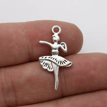 30pcs Antique Silver Plated Dancer Girl Charm Pendants for Bracelet Jewelry Accessories Making DIY 28x14mm 2024 - buy cheap