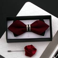 Pajaritas de moda para hombre, pajarita de doble tela marrón rojizo para boda, presentación de banquete, corbata de mariposa Formal con caja de regalo, novedad de 2020 2024 - compra barato
