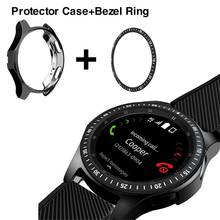 Pacote com 2 alças para relógio samsung galaxy, 46mm 42mm gear s3, anel adesivo e moldura anti-colisão + capa protetora 2024 - compre barato