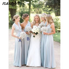 In Stock Light Sky Blue Bridesmaid Dresses One Shoulder Chiffon A Line V Neck Lace Up Back Floor length Dress for Wedding Party 2024 - buy cheap