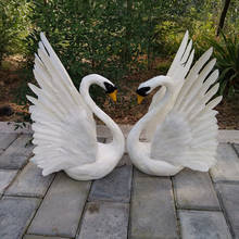 about 30x40cm white feathers swan spreading wings swans couples birds one pair model.garden, party decoration Xmas gift w0752 2024 - buy cheap