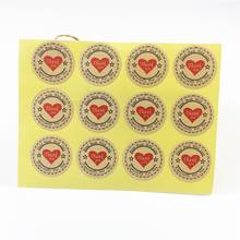100 unids/lote de pegatinas de "gracias" con diseño de corazón, etiqueta ecológica de papelería Kraft, sello adhesivo, etiqueta Retro, productos hechos a mano 2024 - compra barato
