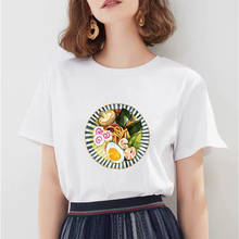Womens T Shirts for Women Summer Japanese Hand-Pulled Noodle Print Tshirt Casual White Harajuku Graphic Clothes Food Tops Tees 2024 - buy cheap