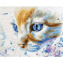 Glamour olho azul gato branco animal diy pintura digital por números arte da parede moderna pintura da lona presente original decoração casa 40x50cm 2024 - compre barato