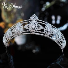 NiuShuya Quality Lux Wedding Bridal Leaf Cubic Zirconia Girls Headpiece Wedding Party Graduation Birthday Prom Hair Accessories 2024 - buy cheap