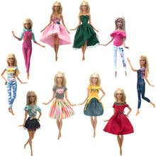 Nk conjunto de vestidos de boneca para barbie, roupas de festa da moda, saia, acessórios de ioga, boneca, presente de criança e menina, jj 2024 - compre barato