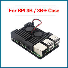 S ROBOR Raspberry Pi 3 Model B + алюминиевый корпус с двойным вентилятором, металлический корпус, черный корпус для Raspberry Pi 3B RPI133 2022 - купить недорого