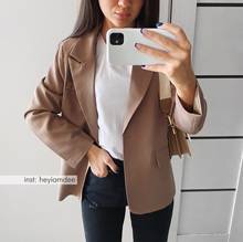 Primavera outono casaco grosso feminino coreano terno solto pouco um botão casual pequeno terno jaqueta blazers para a mulher com bolsos 2024 - compre barato