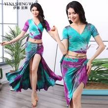 Belly Dance Costume Wear SlimFit Women Cotton Top Long Split Skirt Oriental Indian Belly Dancing Group Practice Training Clothes 2024 - buy cheap