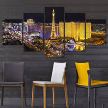 Juego de 5 piezas en Hd para pintura en lienzo de escena nocturna moderna, pintura en lienzo de Francia, París, Torre Eiffel, imagen artística para el hogar, póster de decoración sin marco 2024 - compra barato