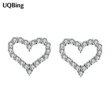 Fashion Silver ColorFull Crystal Rhinestone Heart Shape Stud Earrings Jewelry Pendientes Brincos 2024 - buy cheap