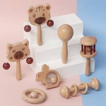 6 Pcs Natural Wooden Teether Rattles Gym Intellectual Puzzle Set Montessori Toys Baby Shower Gift 2024 - buy cheap