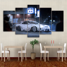 Arte de pared en lienzo, pintura de 5 paneles, coche deportivo blanco para sala de estar, impresión HD, imágenes modulares, Marco, póster, decoración moderna del hogar 2024 - compra barato