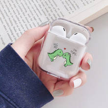 Funda de auriculares Dino Love Hug Me para Apple AirPods 1 2, funda transparente de TPU suave para Airpods, accesorios 2024 - compra barato