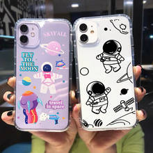 JAMULAR Cute Astronaut Planet Phone Case For iPhone 13 11 Pro 12 X XS MAX XR 7 SE2 6 8 Plus Transparent Silicone Cover Fundas 2024 - buy cheap