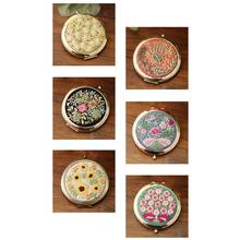 DIY Embroidery Kit Compact Pocket Floral Makeup Mirror Double-side Folding Women Vintage Cosmetic Mirrors Handmade Gift 2024 - buy cheap