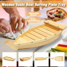 Japanese Cuisine Sushi Boats Sushi Tools Wood Handmade Simple Ship Sashimi Assorted Cold Dishes Tableware Bar 42X17X7.5Cm 2024 - buy cheap