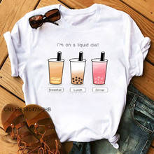 Harajuku Kawaii Milk Tea Printed T Shirt Women Fashion 90s Cute Basic Tshirt Graphic Printed T-Shirt Premium Tops Tees 2024 - buy cheap