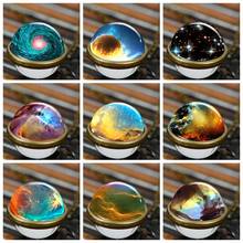 SIAN 2019 Nebula Galaxy Double Sided Pendant Necklace Colorful Outer Space Art Picture Glass Handmade Sweater Chain Friend Gift 2024 - buy cheap