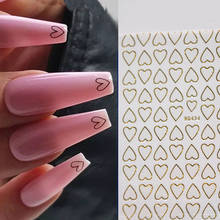 1pc Nail Art 3D Stickers Decals Hearts Gold Manicure Nails Design Adhesive Sticker Wraps Tip Decoration 2024 - buy cheap