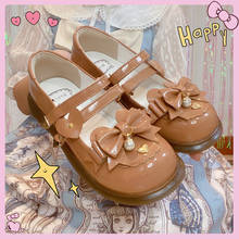 Zapatos de princesa kawaii para mujer, calzado de fiesta de té, con lazo de encaje, punta redonda, tacón bajo, loli, cosplay 2024 - compra barato