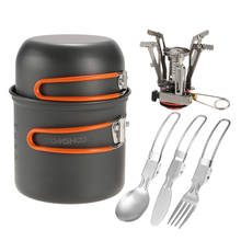 TOMSHOO Mini Camping Stove Cooking Pot Foldable Spoon Fork Cutter Cookware Set for Outdoor Camping Hiking Backpacking Picnic 2024 - buy cheap