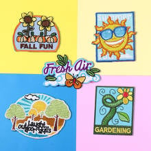 Cartoon Lucky Sun flower Patches Cute Little Sunflower Forest desert Embroidery Appliques Badges for Kids Stickers 2024 - buy cheap