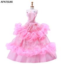 Vestidos florais cor-de-rosa para barbie, roupas de boneca, princesa, vestido de festa de casamento, traje de dança para 1/6, bonecas bjd, brinquedos infantis e para bebê 2024 - compre barato