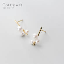 Colusiwei Fashion Design 925 Sterling Silver Elegant Beauty Round White Pearl Stud Earrings Women Engagement Jewelry Brincos 2024 - buy cheap
