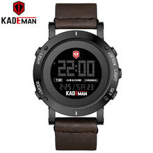 Kademan-relógio digital de pulso, modelo masculino, à prova d'água, marca de couro, 2024 - compre barato