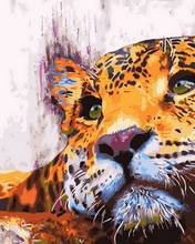 Pintura sem moldura por números de animais, decoração para parede, pintura a óleo em tela para decoração de casa, leopardo, 4050cm 2024 - compre barato