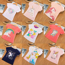 Summer Cartoon Unicorn T-Shirt Baby Girl Clothes Fashion Short Sleeves Unicorn Tops Tees Kids Boys Clothing Size 3-8 Years 2024 - buy cheap
