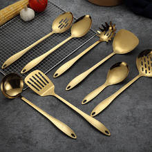 1Pcs Gold Stainless Steel Soup Spoon Colander Fried Shovel Spatula Ladle Cookware Kitchen Tools Kitchenware Cooking Tools 2024 - buy cheap