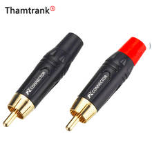 100pcs RCA Audio&Video HIFI Connector, RCA Male Lotus Head Connector gold plating, black&red pigtail speaker plug for 7MM Cable 2024 - buy cheap