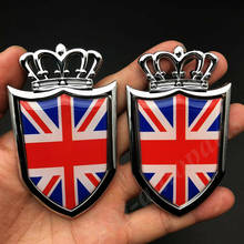 2x Metal Chorme Union Jack UK Flag Crown Shield Car Emblem Badge Decal Sticker 2024 - buy cheap
