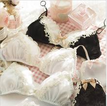 Romantic Underwear Women Set Lace Sexy Bra and Panty Set Cute Wire Free Ultra Thin Bra Thong Brief Sets Lolita Kawaii Lingrie 2024 - buy cheap