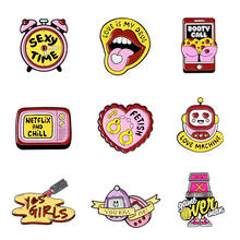 Sexy Pins Lips Lipstick Television robot Game machine Enamel Pins Brooches Badges Fashion Cute Pins Gifts 2024 - buy cheap