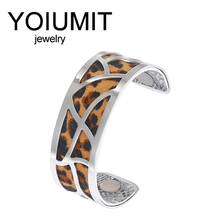 Yoiumit manchette pulseiras para mulher de aço inoxidável pulseiras de couro intercambiáveis pulseiras bijoux inoxydable femme 2024 - compre barato