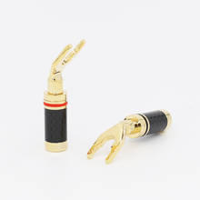 Hi-End HiFi 4PCS 24K Gold Plated Locking screw Spade Plug Speaker Cable Wire Connector 2024 - buy cheap