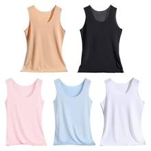 Womens Summer Seamless Tank Top Wide Shoulder Straps Ice Silk Traceless Slim Vest Solid Color U-Neck Basic Underwear 2024 - buy cheap