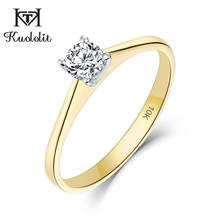Kuololit-anillo de oro amarillo y blanco de 10K para mujer, sortija de moissanita Natural, GEMA, regalo de boda, compromiso, novia, joyería fina 2024 - compra barato