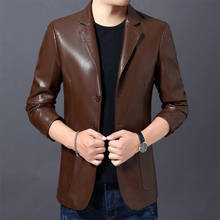 Jaqueta de couro de motocicleta masculina, jaqueta fina de outono e inverno com gola de pele de carneiro 2024 - compre barato