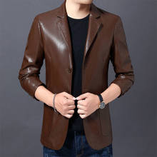 Chaqueta fina de cuero para hombre, traje de piel de oveja de alta calidad, a la moda, otoño e invierno, 2021 2024 - compra barato