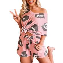 Pajama Sets Women Tie Dye Leisure elegance V Neck Short Sleeve Loose T-shirt Blouse Shorts Sleepwear Set Women's Sleep 2021 2024 - buy cheap