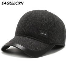 Sombrero de béisbol con letras para hombre, gorra de lana gruesa con Protector de orejas, de alta calidad, estilo ruso, para invierno 2024 - compra barato