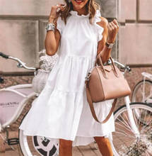Casual Loose Women's Dress Sleeveless Solid Ruffle Round Neck Dresses Fashion Trend High Street Casual Loose Dress Academic Styl 2024 - buy cheap