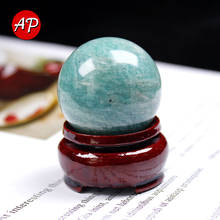 Esfera polida de cristal amazonita natural, esfera tianhe, pedra brilhante decoração caseira de feng shui orna para cura de quartzo 2024 - compre barato